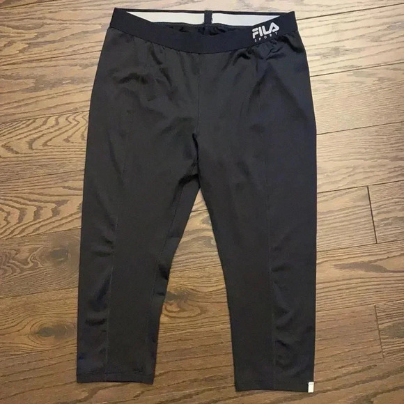 FILA SPORT Performance Running Mid-Calf Three Quarter Black Leggings Size M - Picture 2 of 11